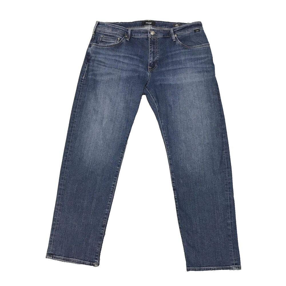 Mavi Zach Straight Leg Jeans Mens 38/32 Medium Wash Blue Stretch Denim W39.5
